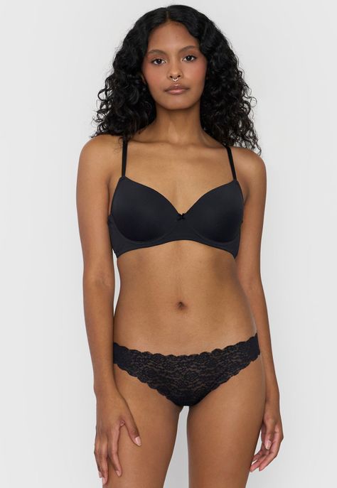 Calzón Mujer Bikini Encaje Color Negro Corona-0
