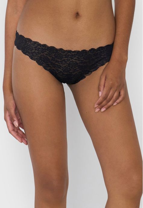 Calzón Mujer Bikini Encaje Color Negro Corona-1