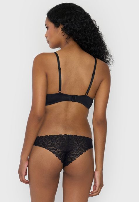Calzón Mujer Bikini Encaje Color Negro Corona-2