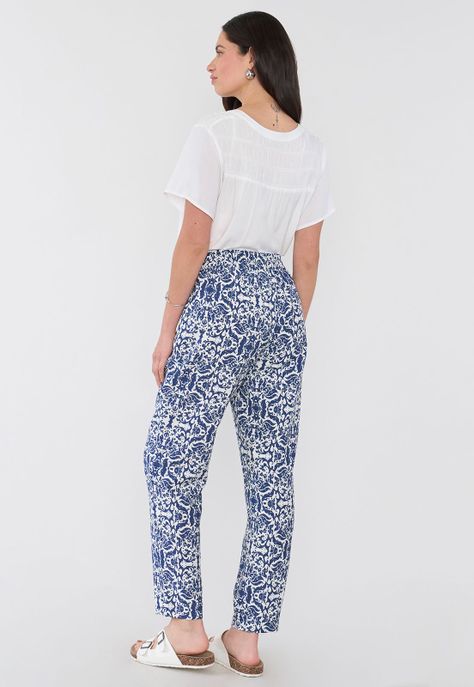 Pantalón Mujer Lazo Print Azul Corona-2