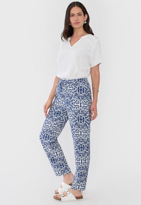 Pantalón Mujer Lazo Print Azul Corona-3