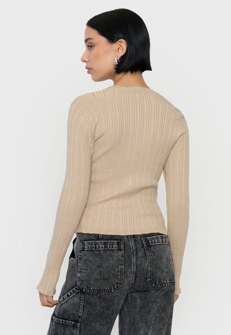 Sweater Mujer Cárdigan Botones Beige Corona-1