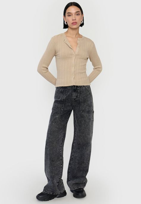 Sweater Mujer Cárdigan Botones Beige Corona-3