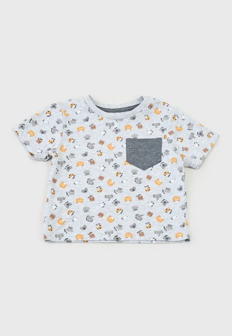 Polera Bebe Niño Full Print Gris Corona-0