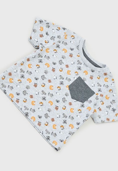 Polera Bebe Niño Full Print Gris Corona-2