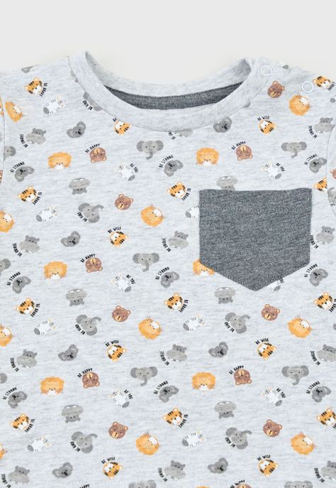 Polera Bebe Niño Full Print Gris Corona-3