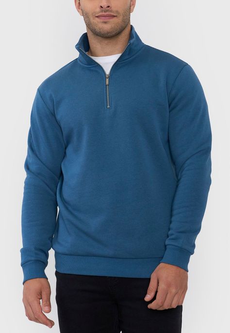 Polerón Hombre Half Zipper Navy Corona-2