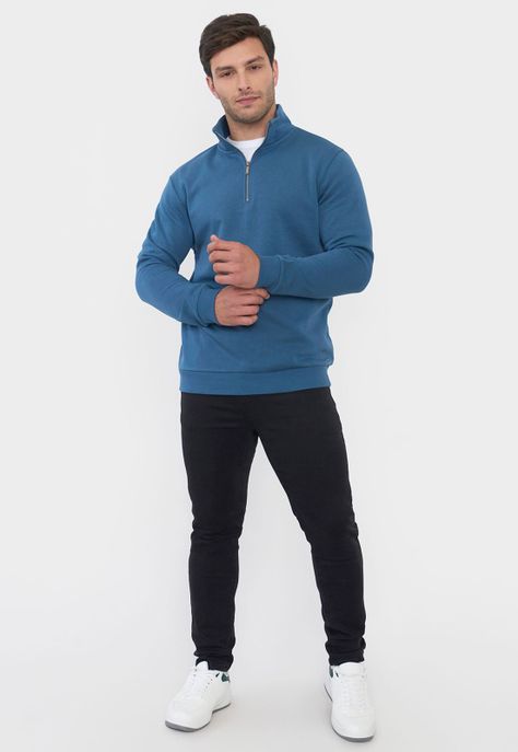 Polerón Hombre Half Zipper Navy Corona-3