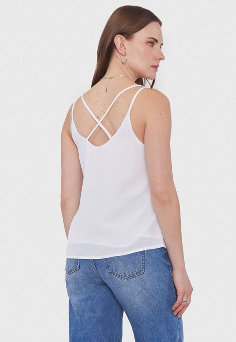 Blusa Mujer Tiritas Blanco Corona.-0