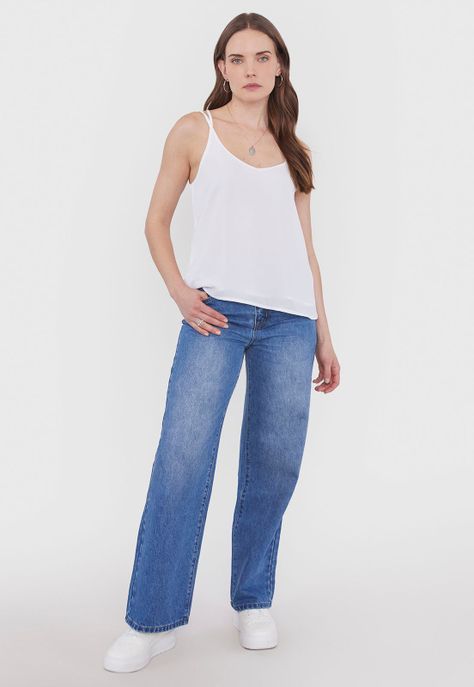 Blusa Mujer Tiritas Blanco Corona.-1