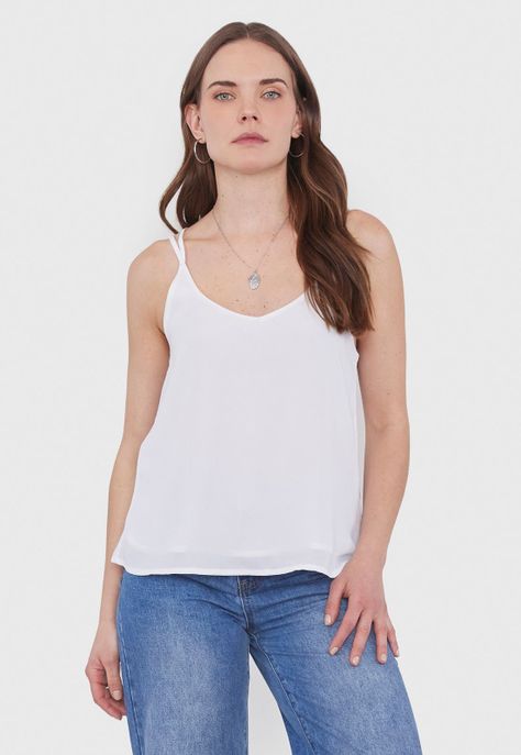 Blusa Mujer Tiritas Blanco Corona.-2