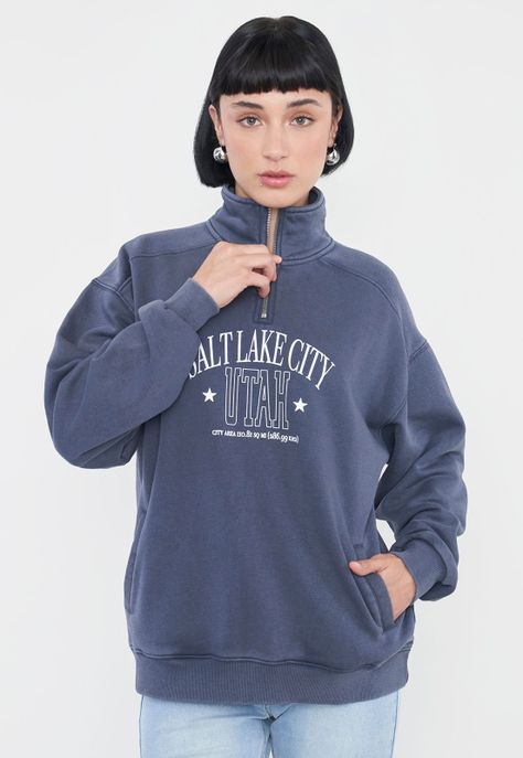 Polerón Mujer Half Zipper Gris Corona-0