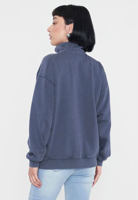 Polerón Mujer Half Zipper Gris Corona-1