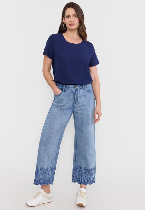 Jeans Mujer Crop Flare Azul Claro Corona-0