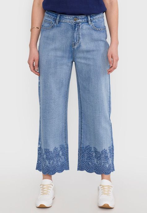 Jeans Mujer Crop Flare Azul Claro Corona-1