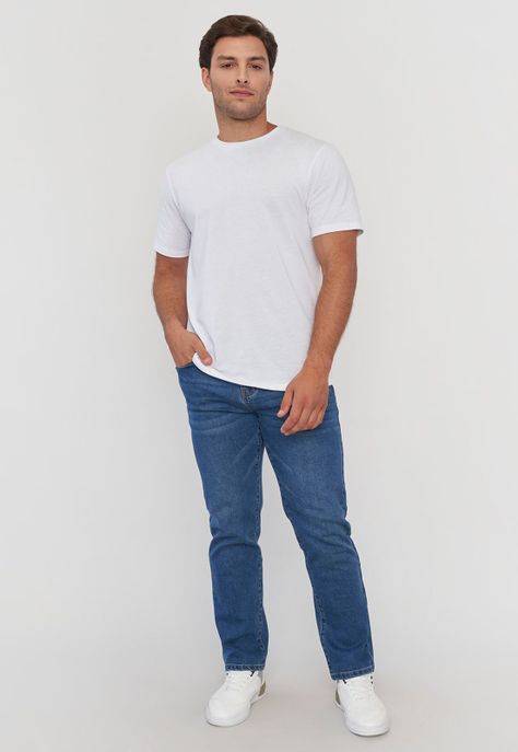 Jeans Hombre Straight Fit Azul Claro Clásico Corona-0