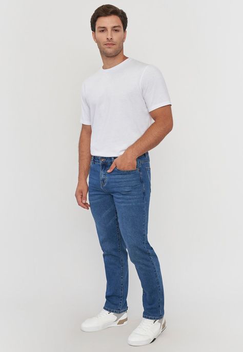 Jeans Hombre Straight Fit Azul Claro Clásico Corona-3