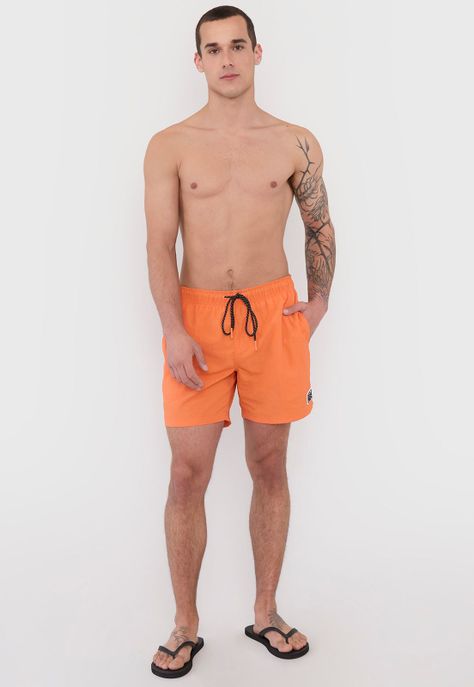 Traje de Baño Hombre Liso Naranjo Corona-0