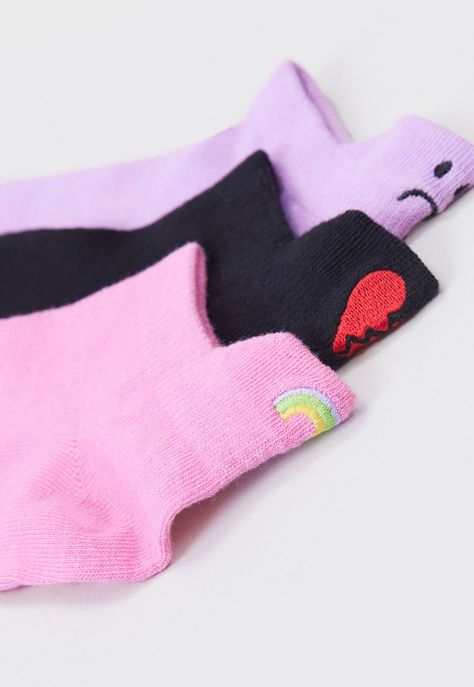 Calcetines Mujer Cortos Rosado/Negro/Morado Corona-2