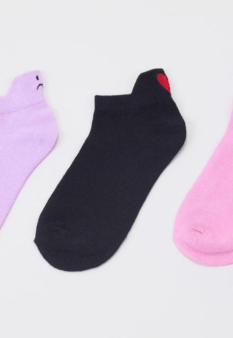 Calcetines Mujer Cortos Rosado/Negro/Morado Corona-3