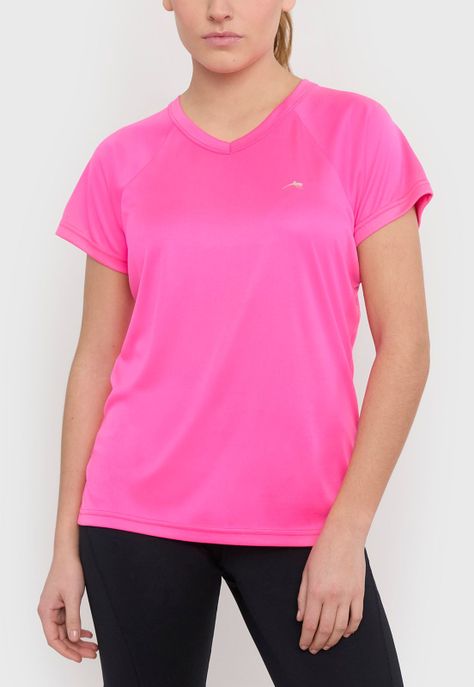 Polera Mujer Deportiva Fucsia V-Neck Corona-2