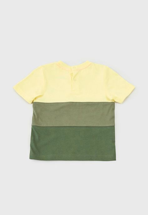 Polera Bebe Niño Color Block Verde Corona-1