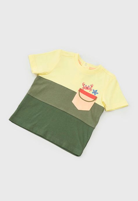 Polera Bebe Niño Color Block Verde Corona-2