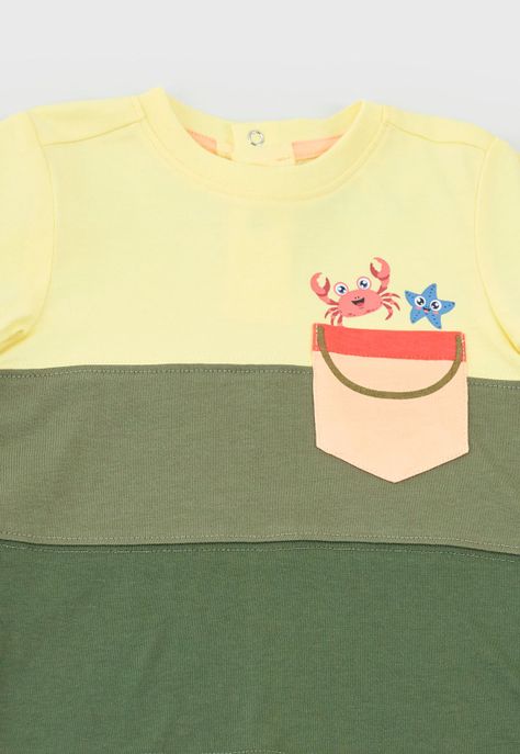 Polera Bebe Niño Color Block Verde Corona-3