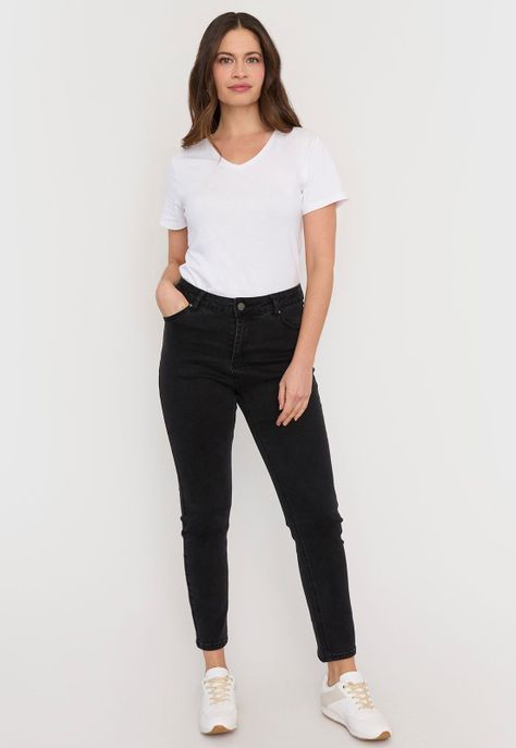 Jeans Mujer Skinny 1 Botón Negro Corona-0
