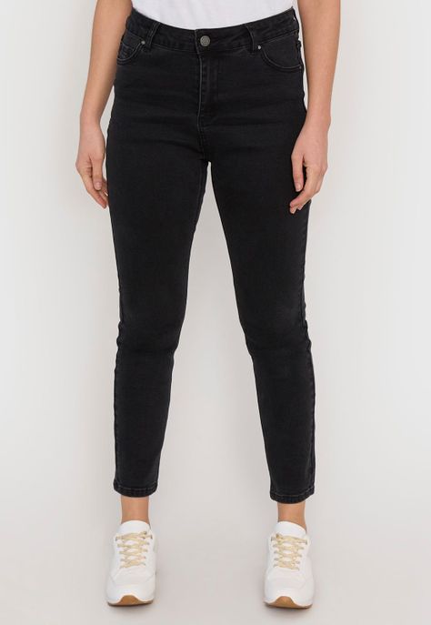 Jeans Mujer Skinny 1 Botón Negro Corona-1
