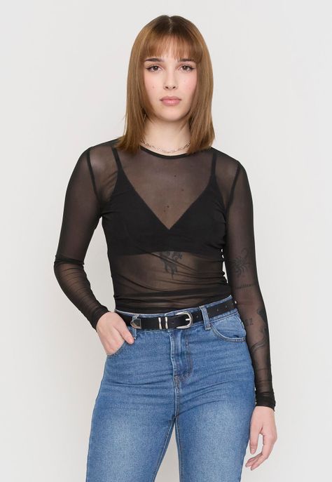 Polera Mujer Malla Negro Corona-0