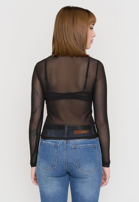 Polera Mujer Malla Negro Corona-1