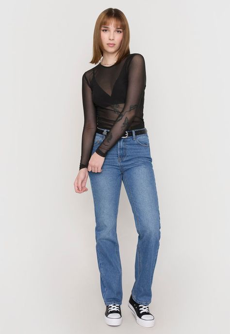 Polera Mujer Malla Negro Corona-3