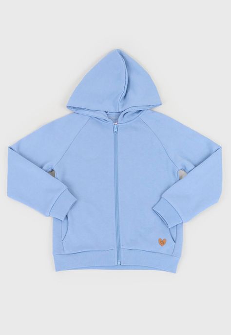 Poleron Niña Kids Full Zipper Celeste Corona-0