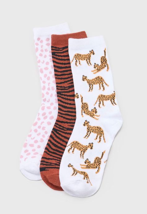 Calcetines Mujer Tripack Mix Animal Print Café Corona-0