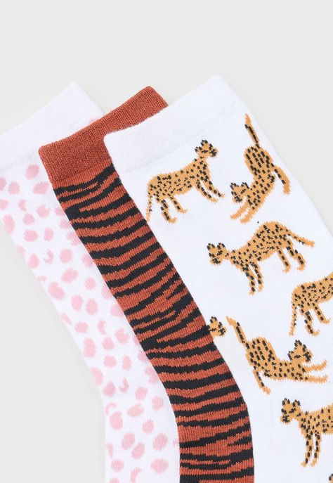 Calcetines Mujer Tripack Mix Animal Print Café Corona-1