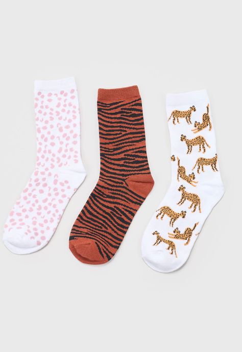Calcetines Mujer Tripack Mix Animal Print Café Corona-2