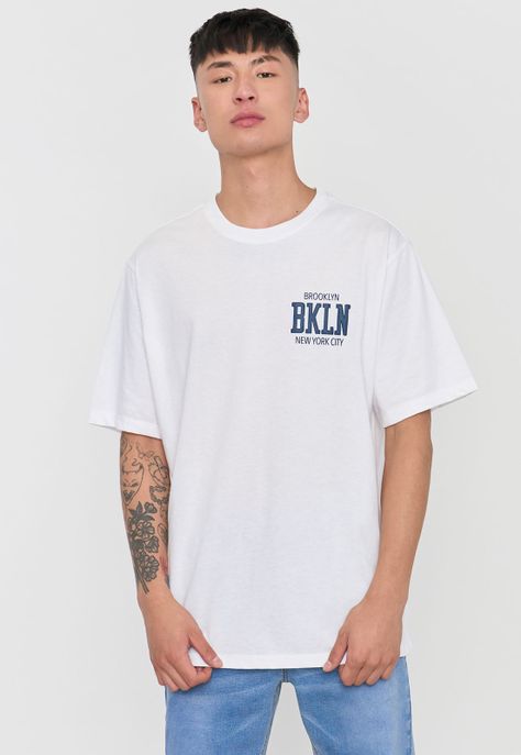 Polera Hombre Emboss College Blanco Corona-0