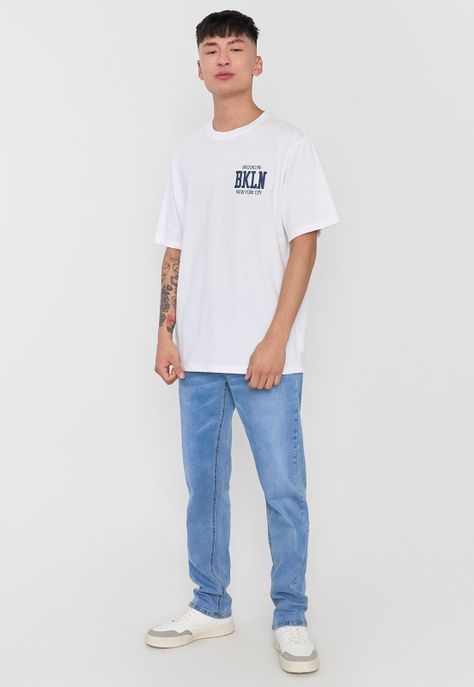Polera Hombre Emboss College Blanco Corona-3