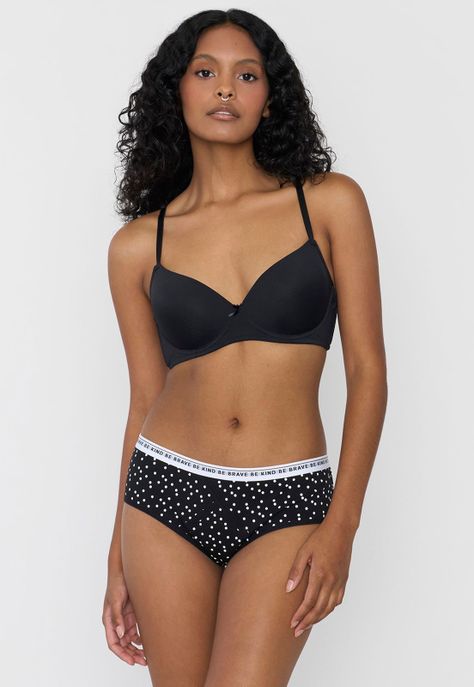 Boyshort Mujer Cotton Print Negro Corona-0