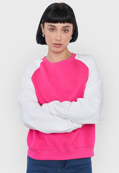 Polerón Mujer Bicolor Fucsia Corona-2