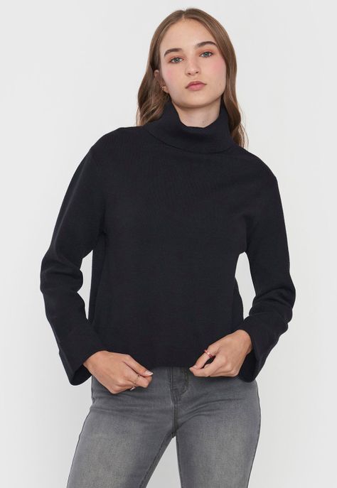 Sweater Mujer Cuello Tortuga Color Negro Corona-0