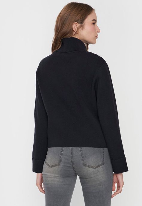 Sweater Mujer Cuello Tortuga Color Negro Corona-1