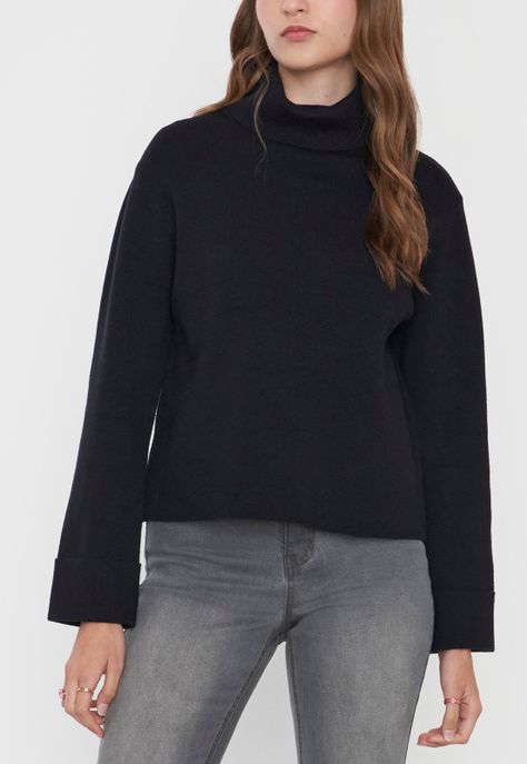 Sweater Mujer Cuello Tortuga Color Negro Corona-2