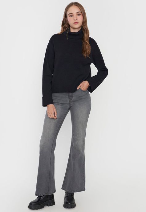 Sweater Mujer Cuello Tortuga Color Negro Corona-3