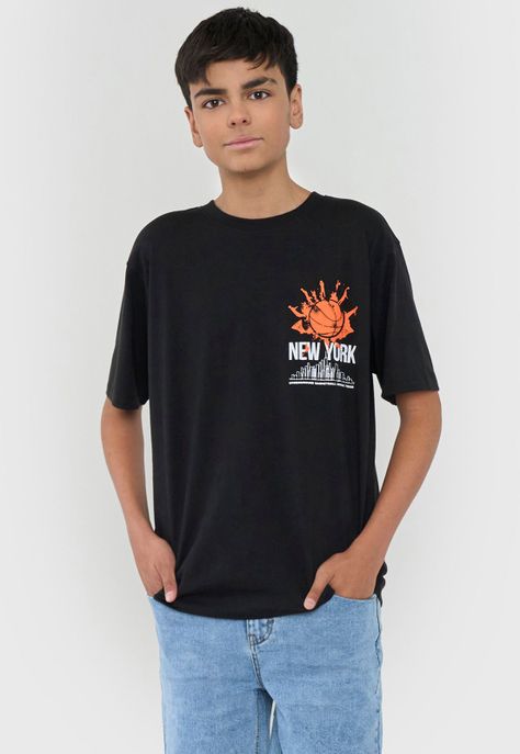 Polera Niño Teen Core Negro Corona-0