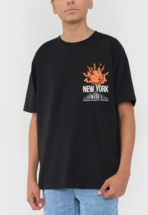 Polera Niño Teen Core Negro Corona-2