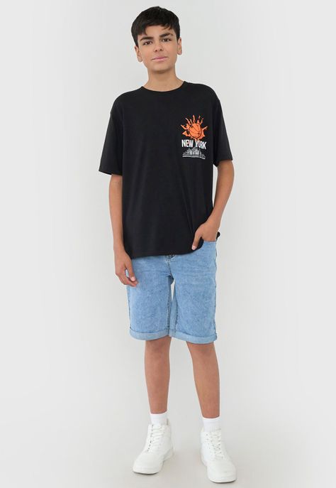 Polera Niño Teen Core Negro Corona-3