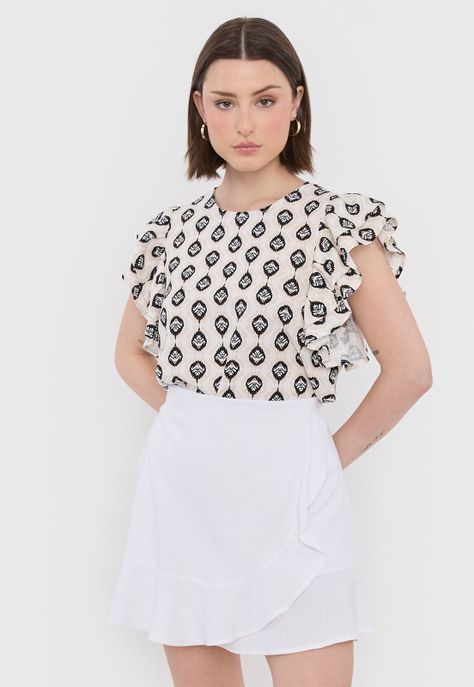 Falda Mujer Vuelos Lino Blanco Corona-3