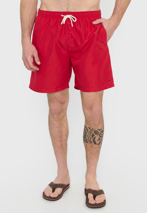 Traje de Baño Hombre Rojo Liso Corona-1